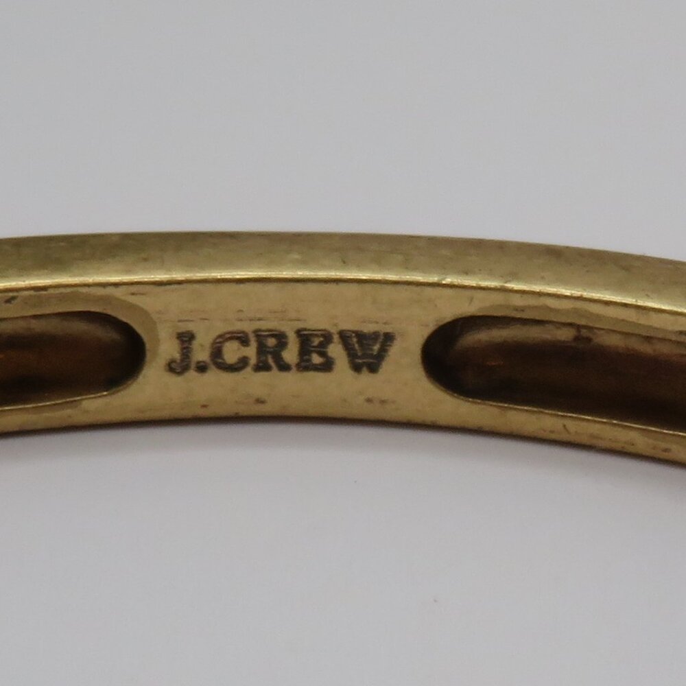 J.Crew Rhinestone Yellow Gold Tone Hinged Bracelet - Picture 4 of 10